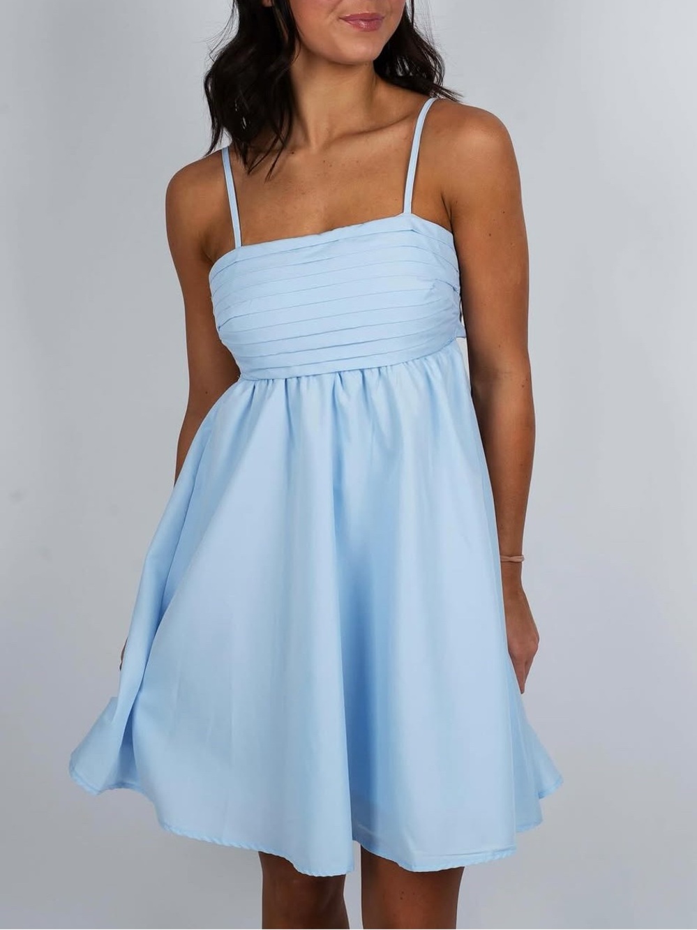 Light Blue Pleated Mini Dress